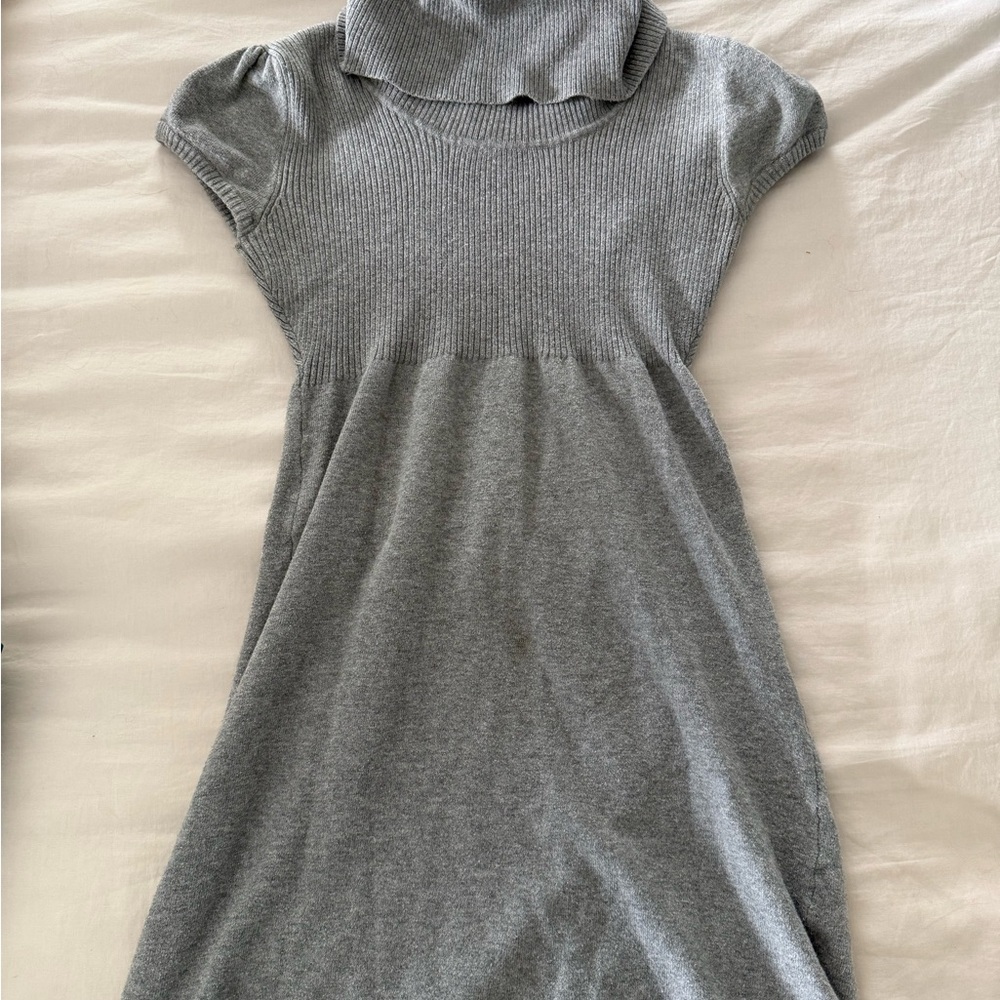 Gray Knit Short Sleeve Dress